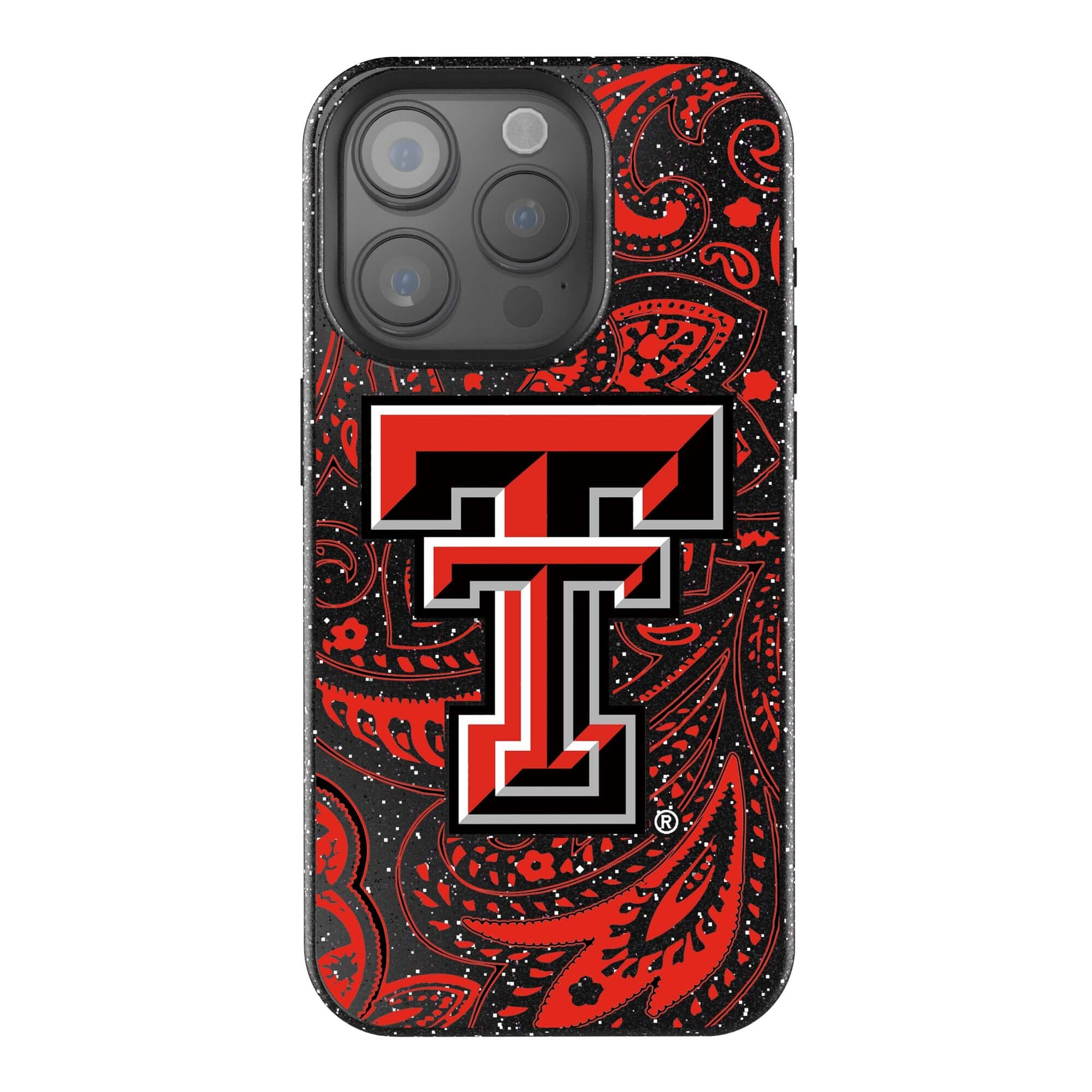 Photos - Case TEXAS Keyscaper - NCAA -  Tech Red Raiders Paisley Bling iPhone  - 15 Pro - Black 202134406 