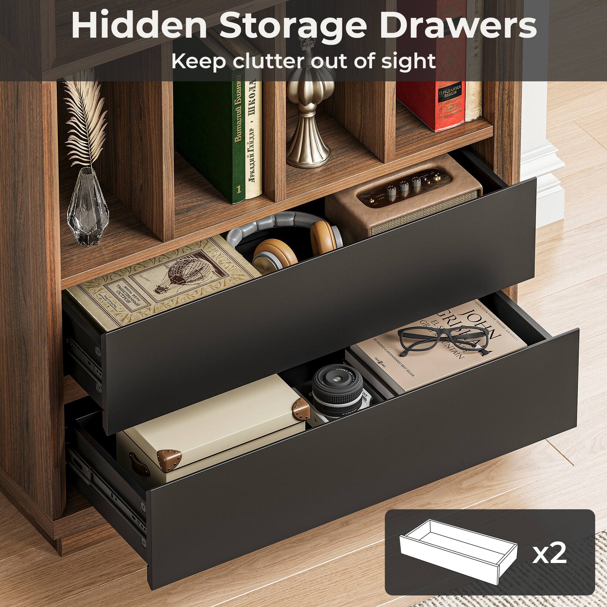 Hidden Storage Drawers  
Keep clutter out of sight