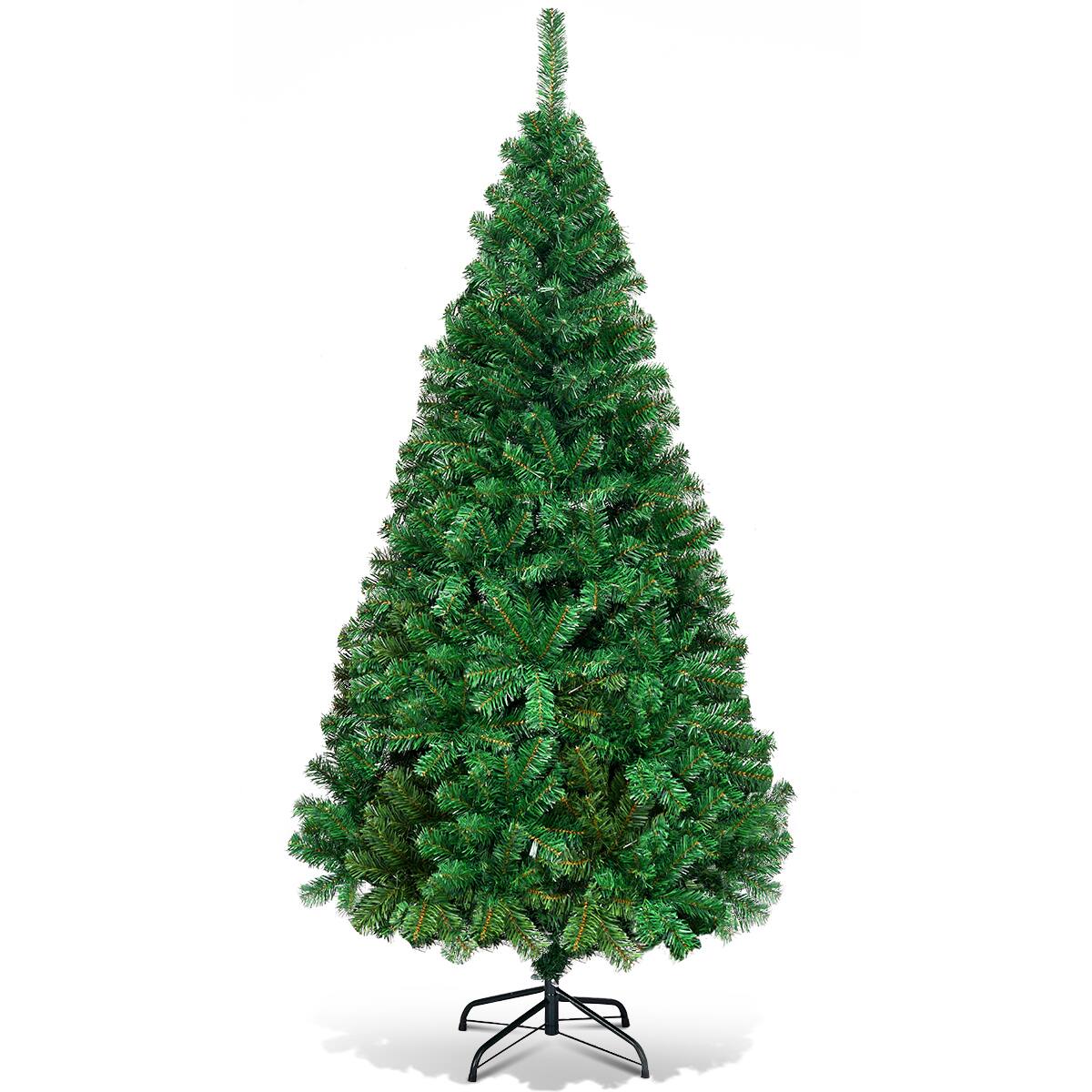 Front. Costway - 6Ft Artificial PVC Christmas Tree Stand Indoor Outdoor - Green.