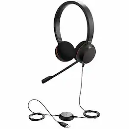 Jabra - Evolve 20 Headset - Microsoft Teams Certification - Stereo - USB Type A, USB Type C - Wired - 32 Ohm - 150 Hz to 7 - Black