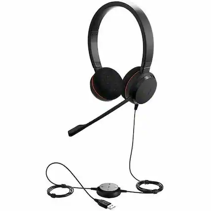 Front. Jabra - Jabra Evolve 20 Headset - Microsoft Teams Certification - Stereo - USB Type A, USB Type C - Wired - 32 Ohm - 150 Hz to 7 - Black.