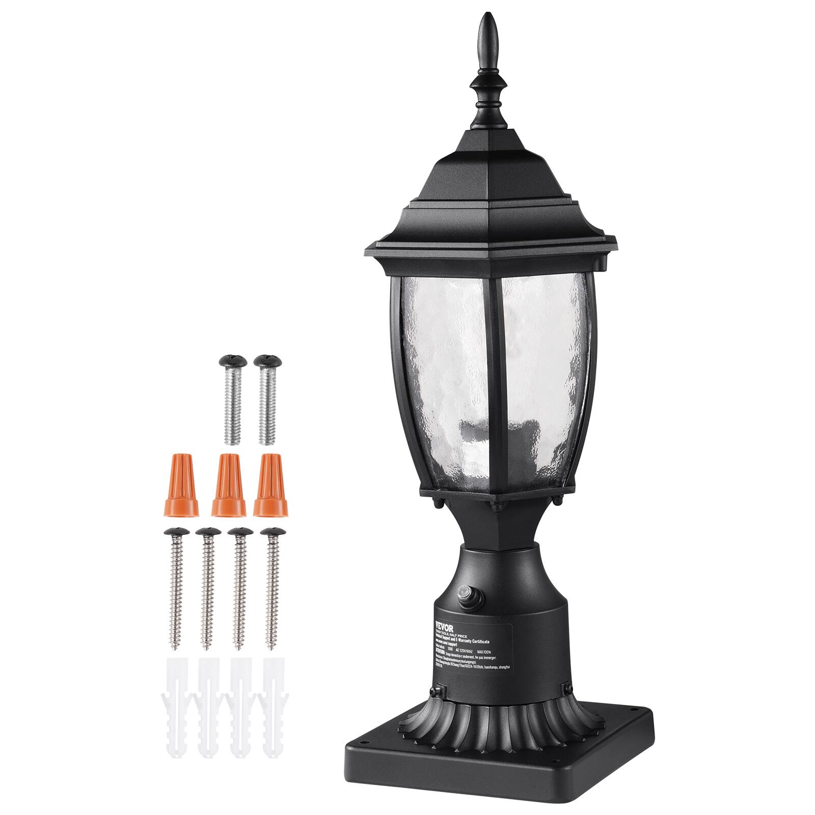 Alt View 5. VEVOR - Dusk to Dawn Outdoor Post Light, 15.75 in Height, Waterproof Lamp Post Light Fixture - Black.