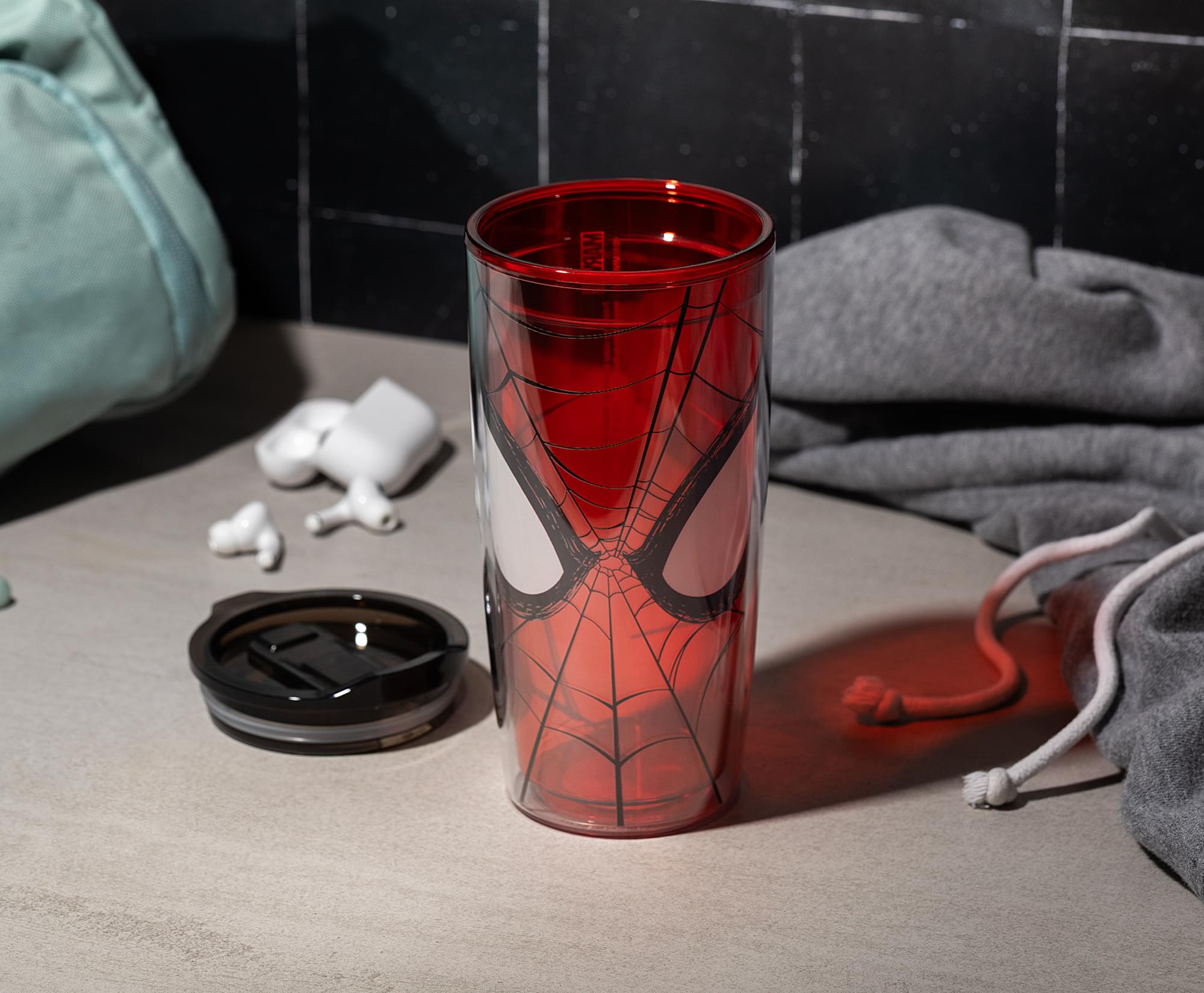 Alt View 3. Silver Buffalo - Marvel Spider-Man Face Plastic Travel Tumbler With Lid | Holds 20 Ounces - Multi-Colored.