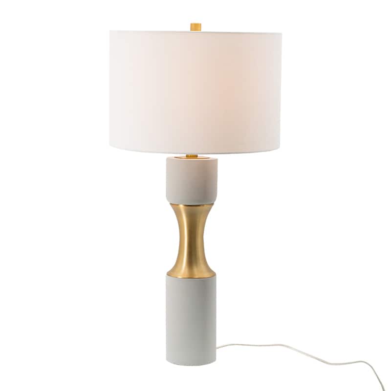 Luckbyte - 15x15x30 Inch Cement Table Lamp with Metal Accents