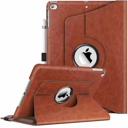 Front. Kitcheniva - Full Rotation Folio Case For iPad 9.7 Inch 6th And 5th Gen With Multi Angle Stand Saddle Brown - Saddle Brown.
