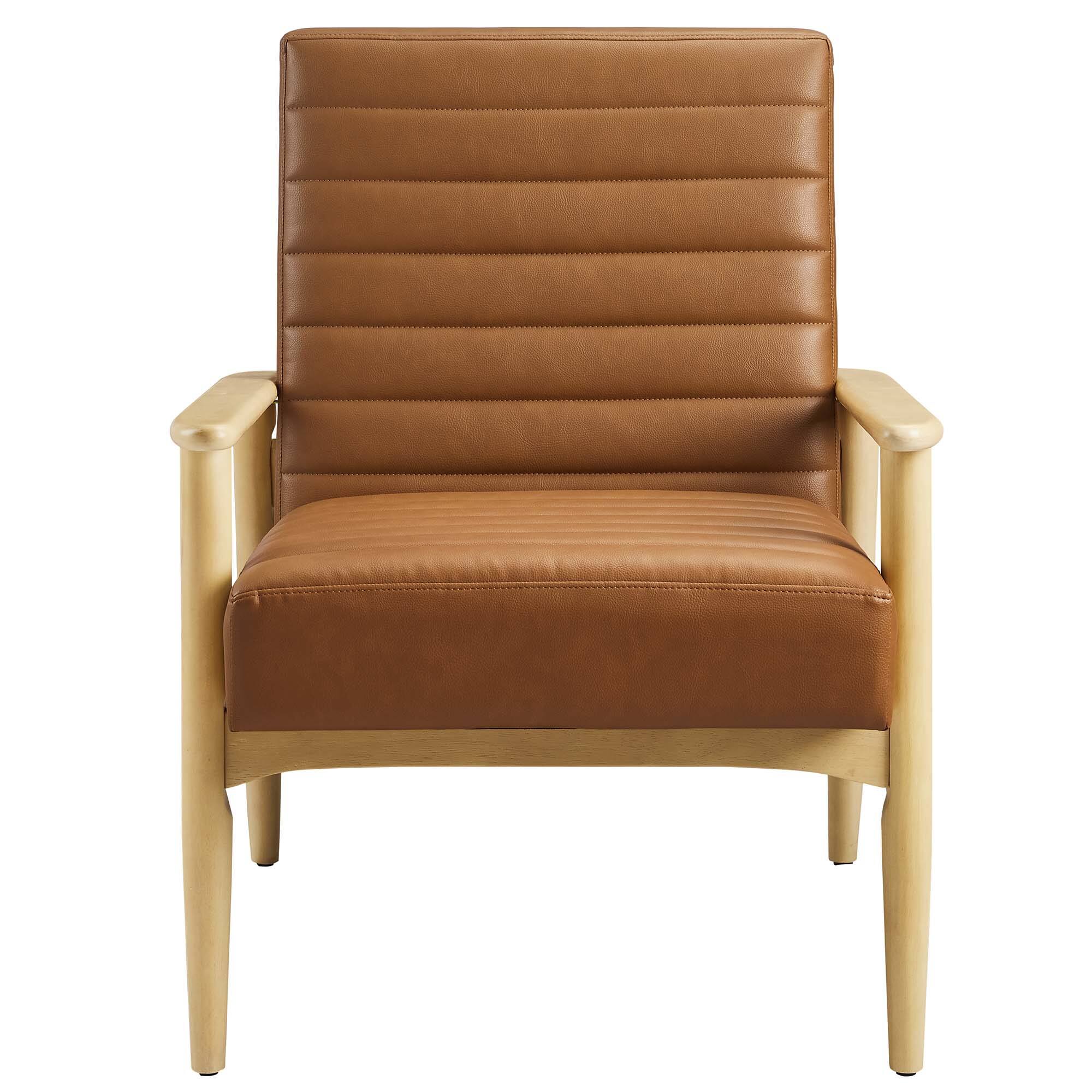Alt View 4. Modway - Jensen Vegan Leather Accent Chair by Modway - Natural Tan.