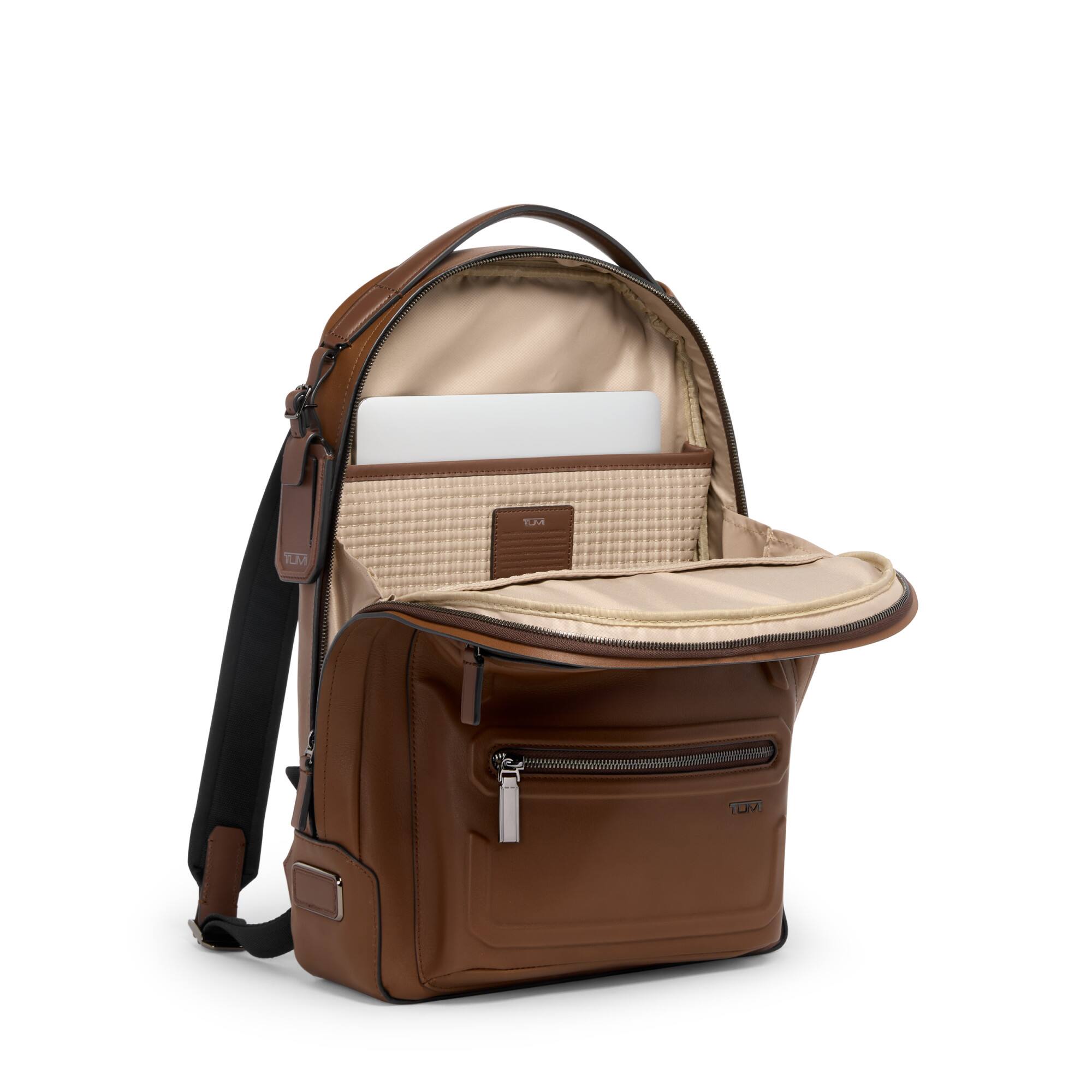 Angle. TUMI - Harrison Bradner Backpack Fits Up to 14" Laptop - Cognac Bombe.