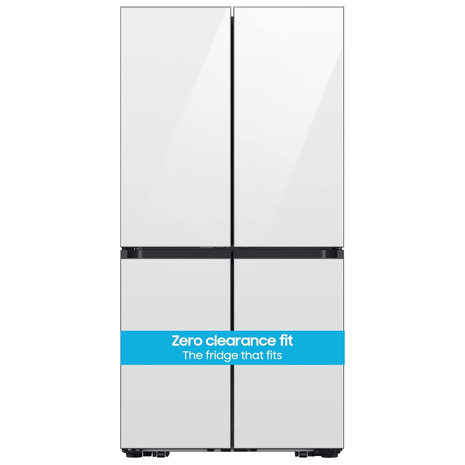 The text on the image reads "Zero clearance fit. The fridge that fits."