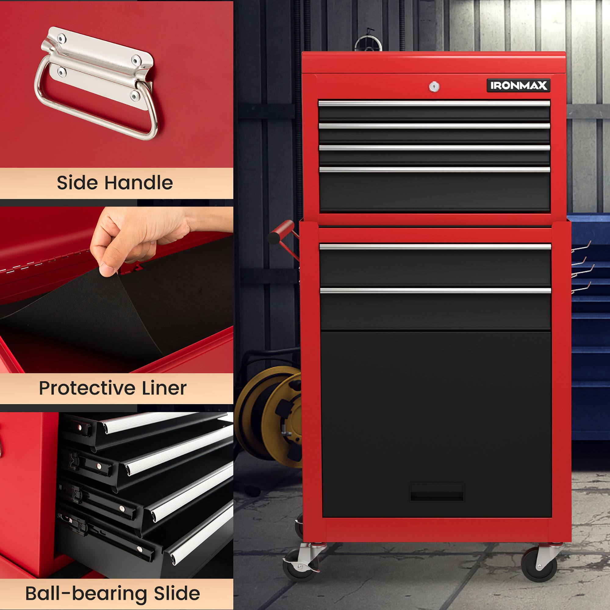 1. IRONMAX Side Handle Protective Liner Ball-bearing Slide

- Side Handle
- Protective Liner
- Ball-bearing Slide