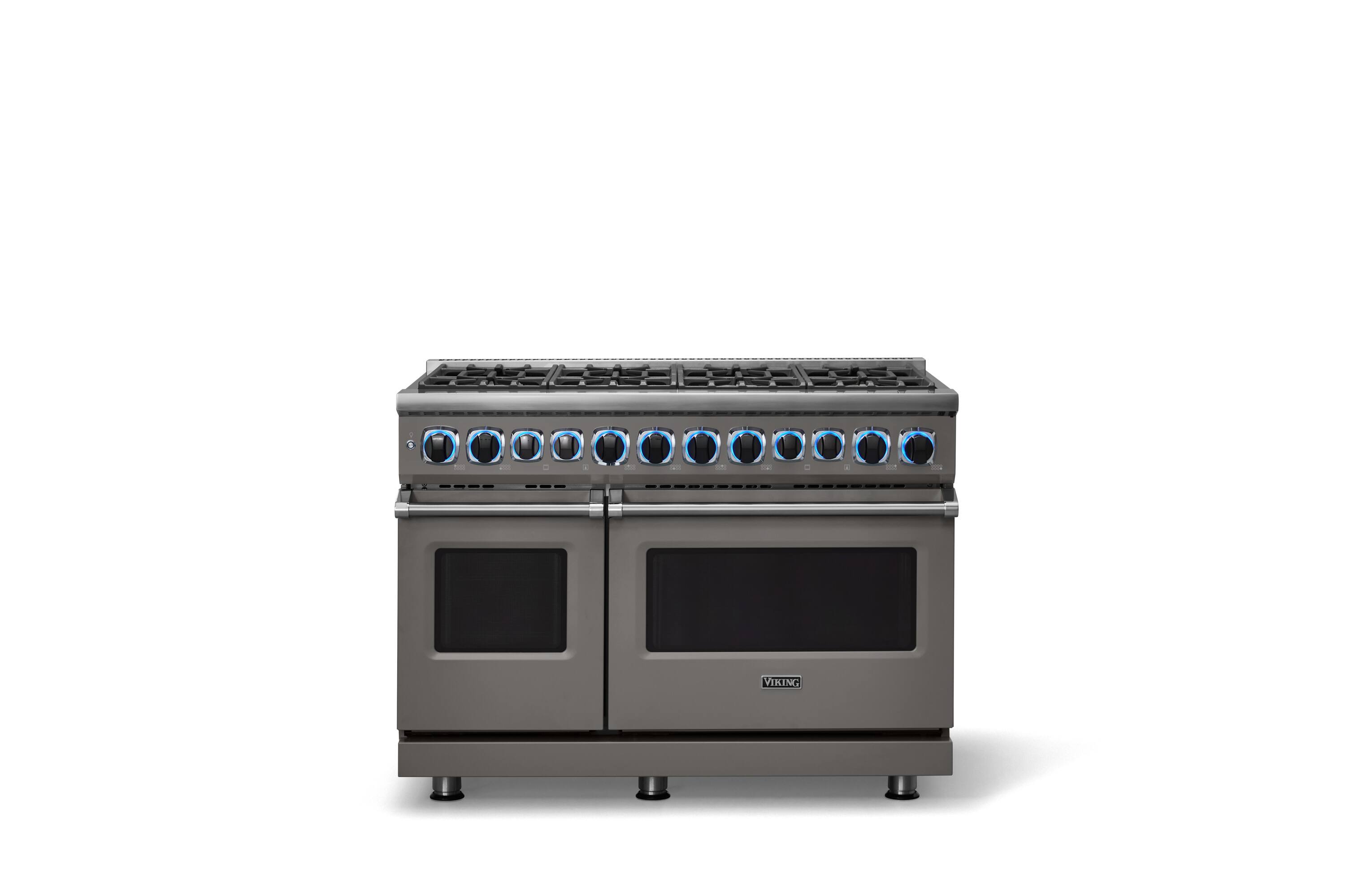 Alt View 4. Viking - 48"W. 7.3 Cu. Ft. 7Series Self-Clean LP Dual Fuel 8 Burner Range-Damascus Gray - Damascus Gray.