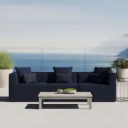 Saybrook 3-Piece Outdoor Patio Upholstered Sectional Sofa by Modway - Navy