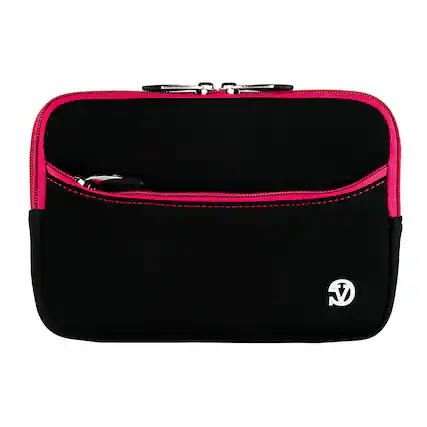 Front. Kitcheniva - Neoprene Tablet Sleeve Pouch Case For 7" Amazon Fire 7 - Black/Pink.