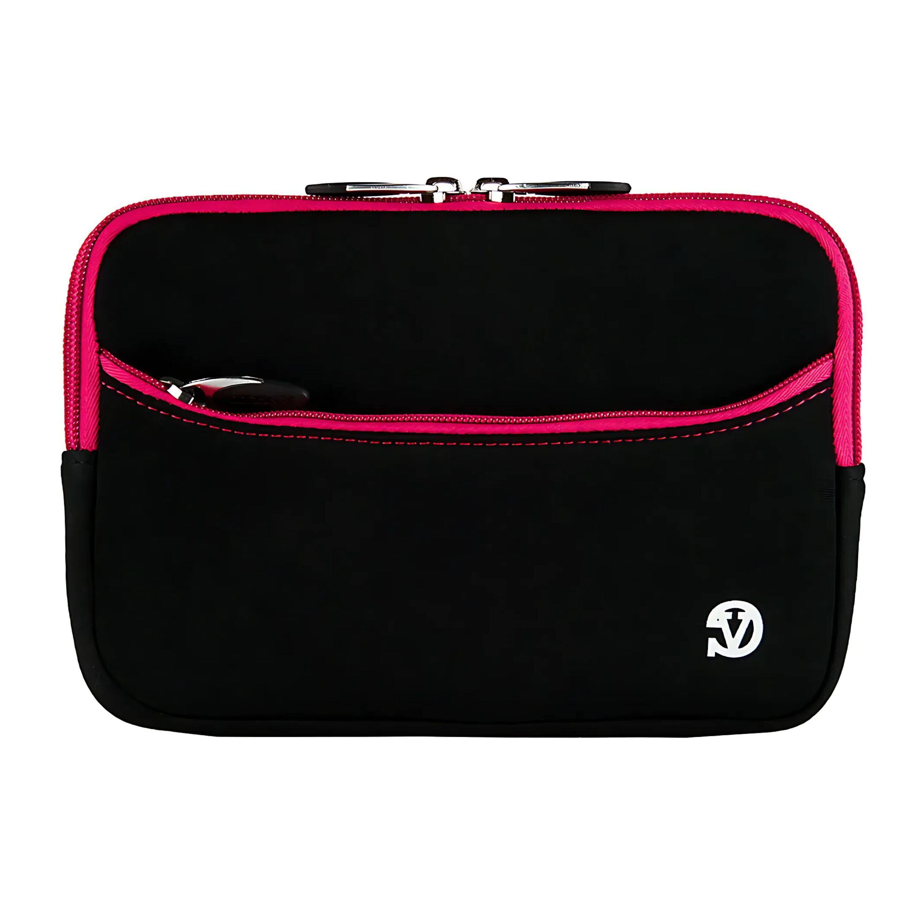 Front. Kitcheniva - Neoprene Tablet Sleeve Pouch Case For 7" Amazon Fire 7 - Black/Pink.