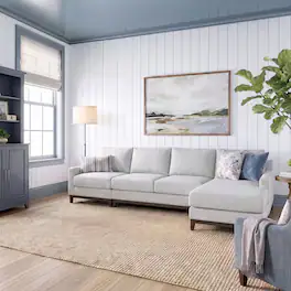 Martha Stewart - 3-Piece Modular Left Facing Chair, Double Seat and Right Chaise - Light Gray