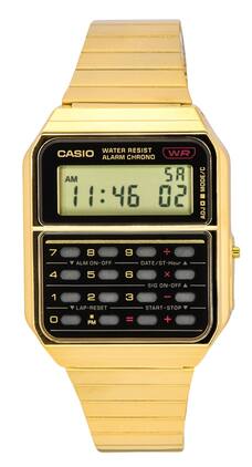 Casio - Vintage Digital Calculator Quartz CA-500WEG-1A Mens Watch Alarm Chrono Tone Stainless Steel - Gold