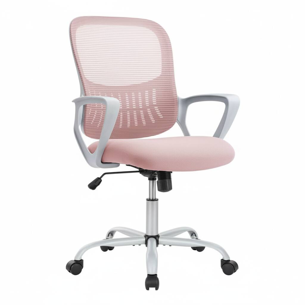 Front. AOITUN - Ergonomic Office Swivel Task Chair with Armrests for Home and Study - Pink.