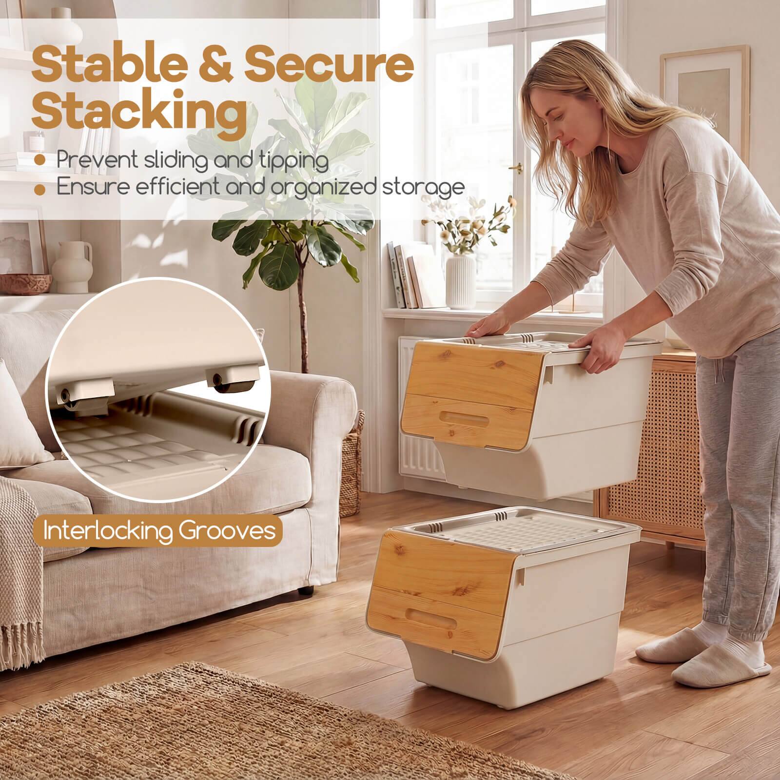 Stable & Secure Stacking  
- Prevent sliding and tipping  
- Ensure efficient and organized storage  

Interlocking Grooves