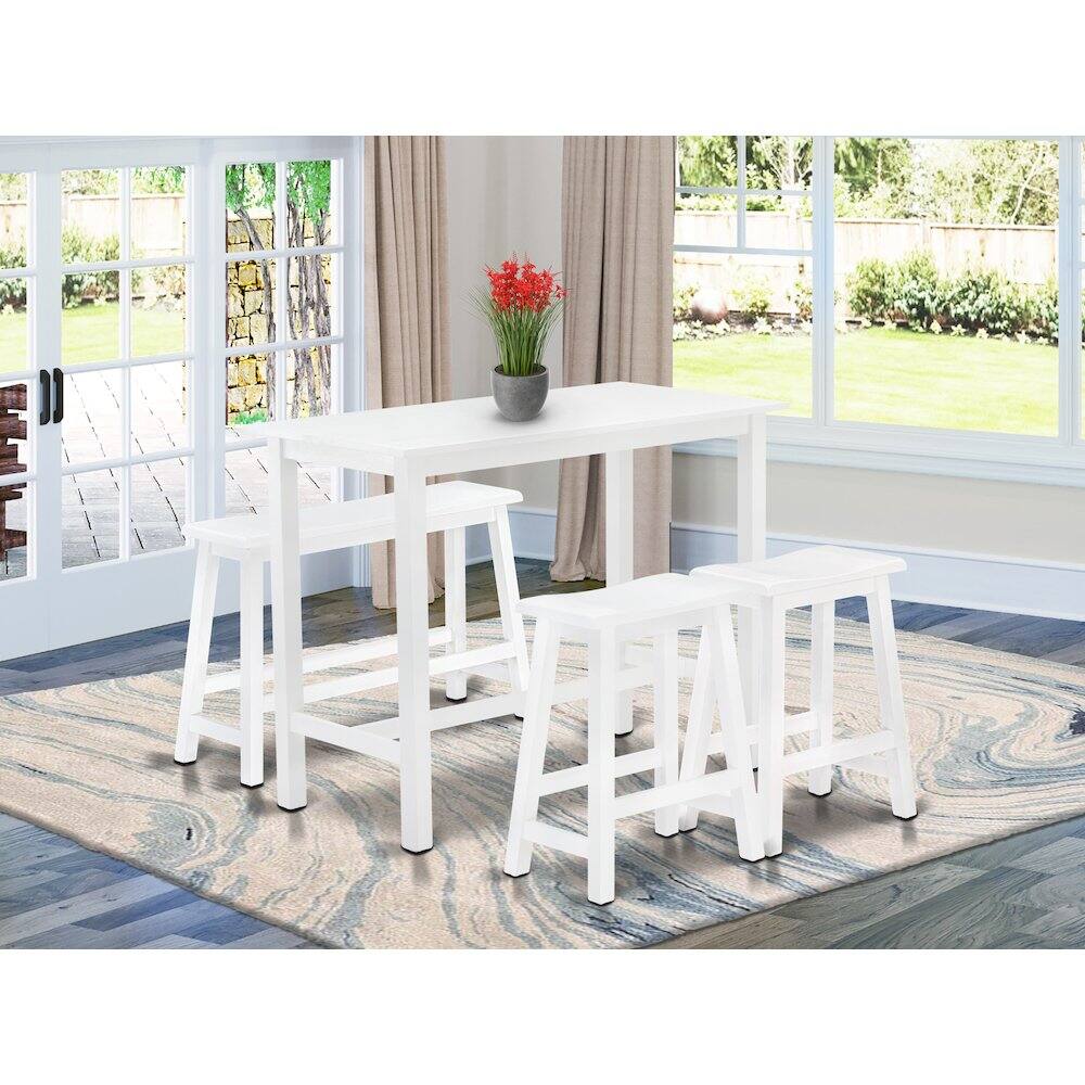 Angle. East West Furniture - East West Furniture 4 Piece Mid Century Dining Set Contains a Dining Table, 2 Kitchen Stools with a Kitchen Bench - - Multi-Color.