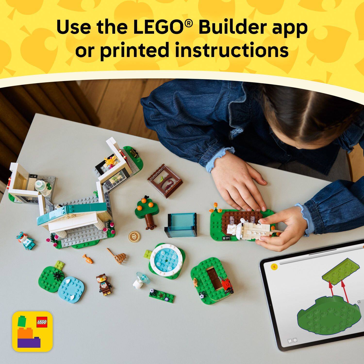 Use the LEGO Builder app or printed instructions.