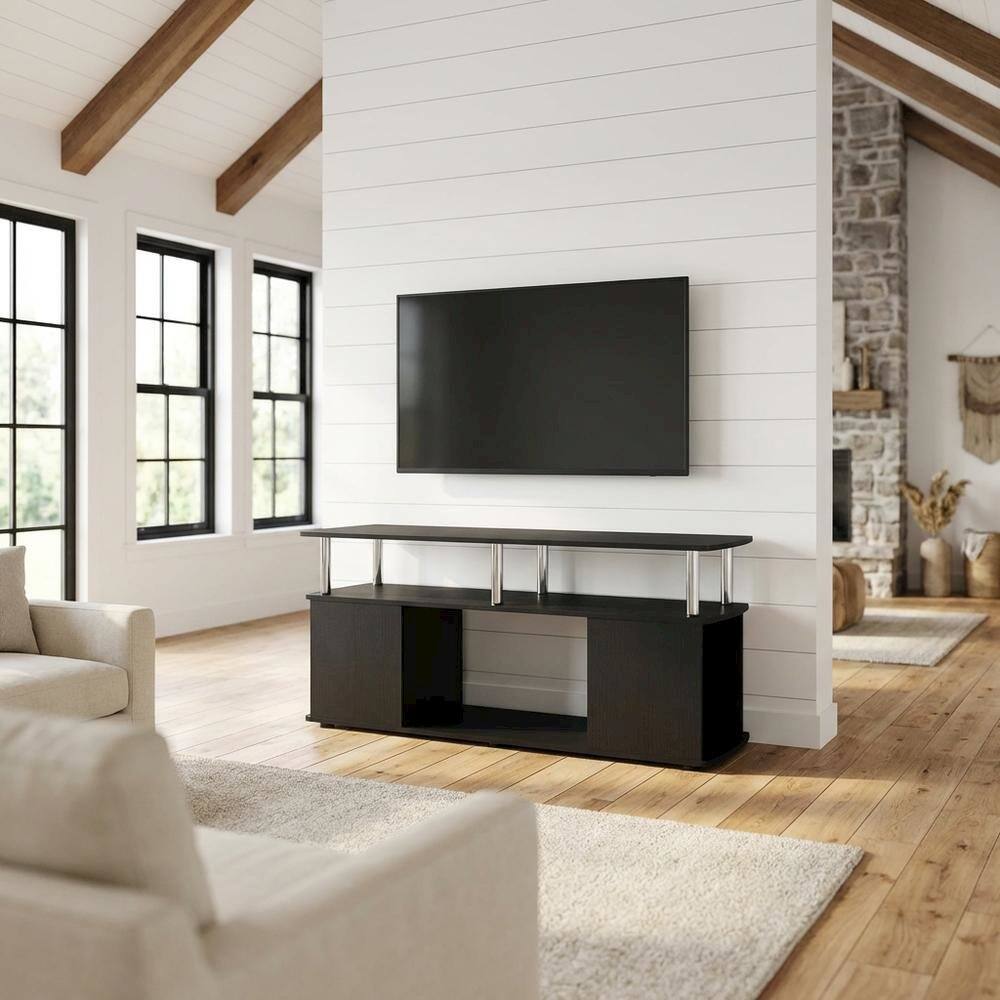 Alt View 4. FurniFact - Dark Americano TV Stand for TVs up to 50 Inches with Open Shelves - Dark Americano.