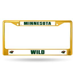 Rico Industries - Minnesota Wild NHL Licensed Gold Painted Chrome Metal License Plate Frame - Multi