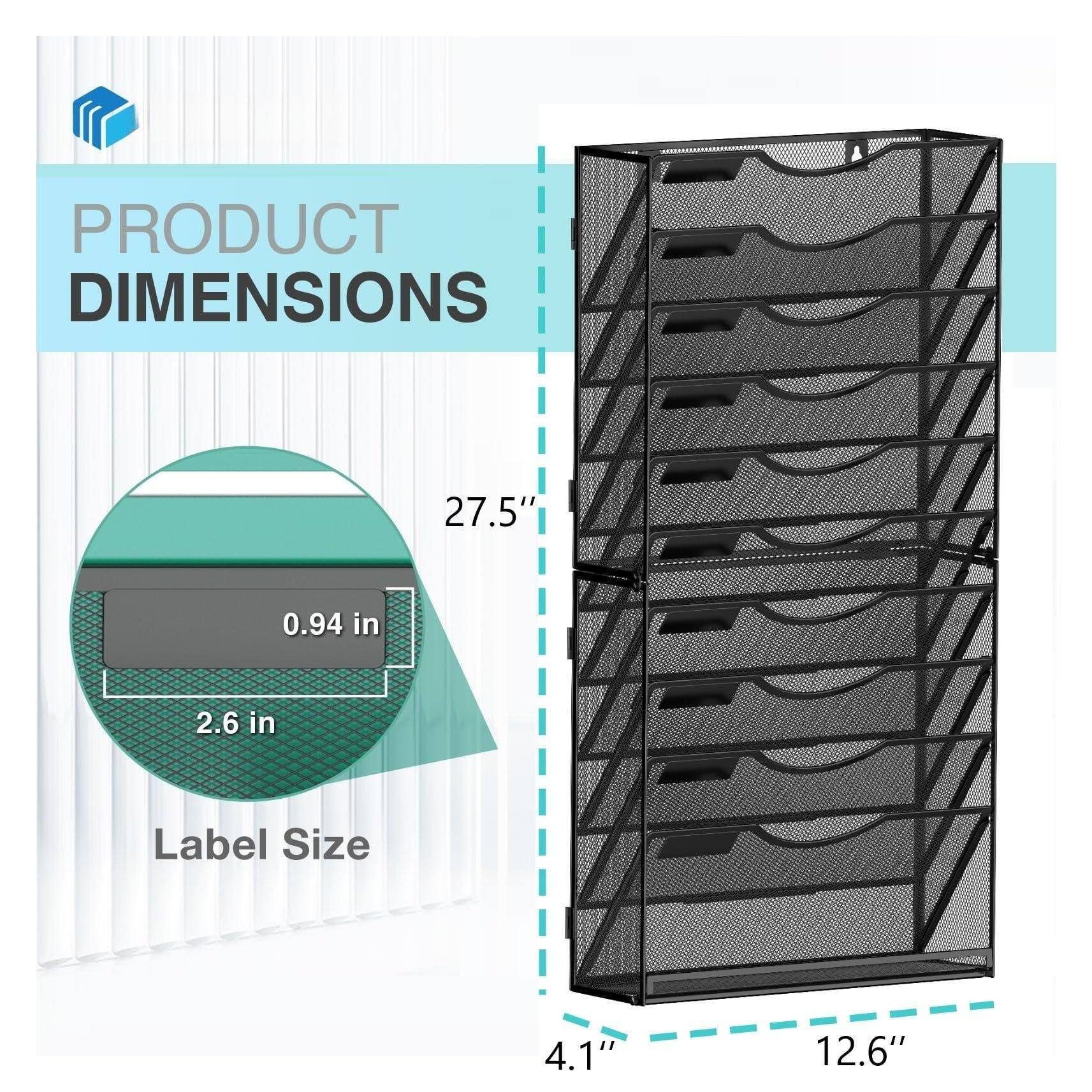 Dapper Styles 11 tier Wall File Organizer Hanging Holder Mount Paper ...