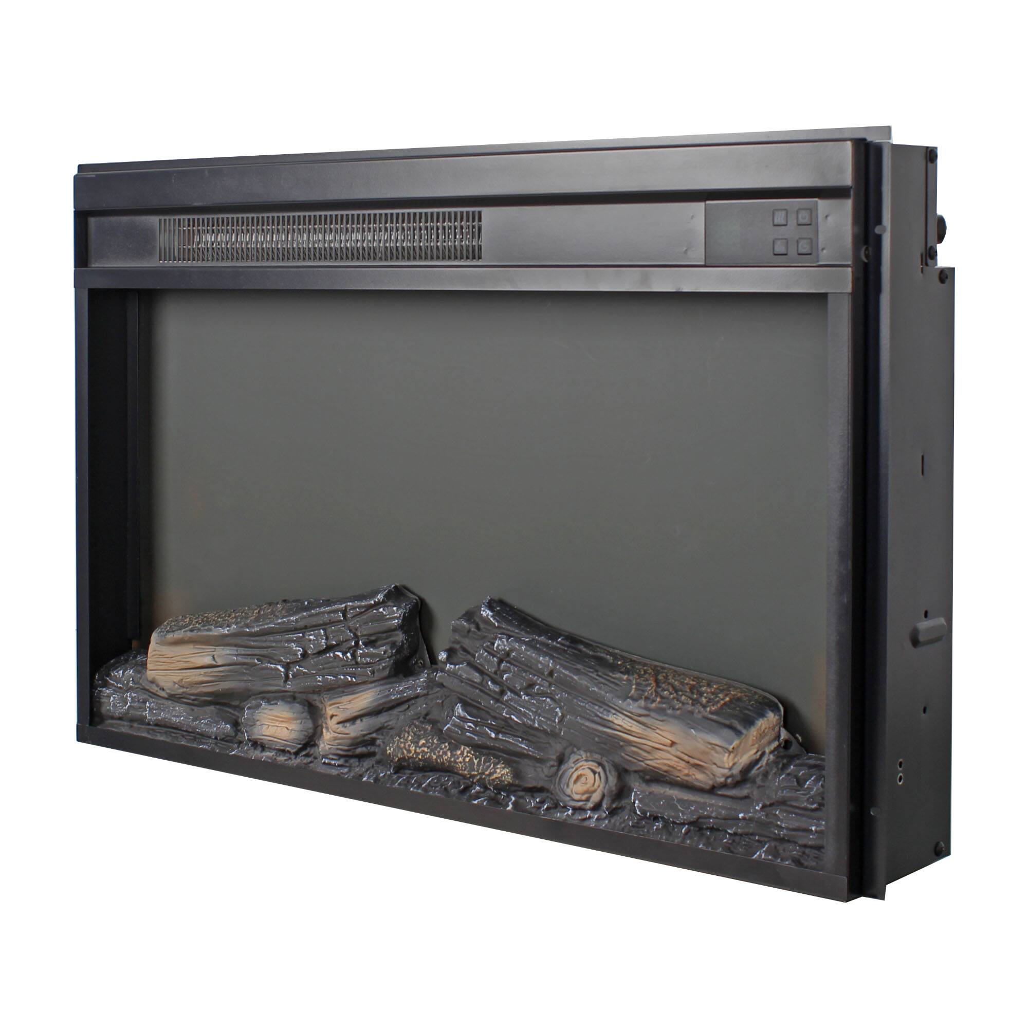 Alt View 1. Mondawe - 26" Ultra-Thin Electric Fireplace Insert w/ Heater, Log Set, Remote, Timer, CSA/UL Certified - Black.