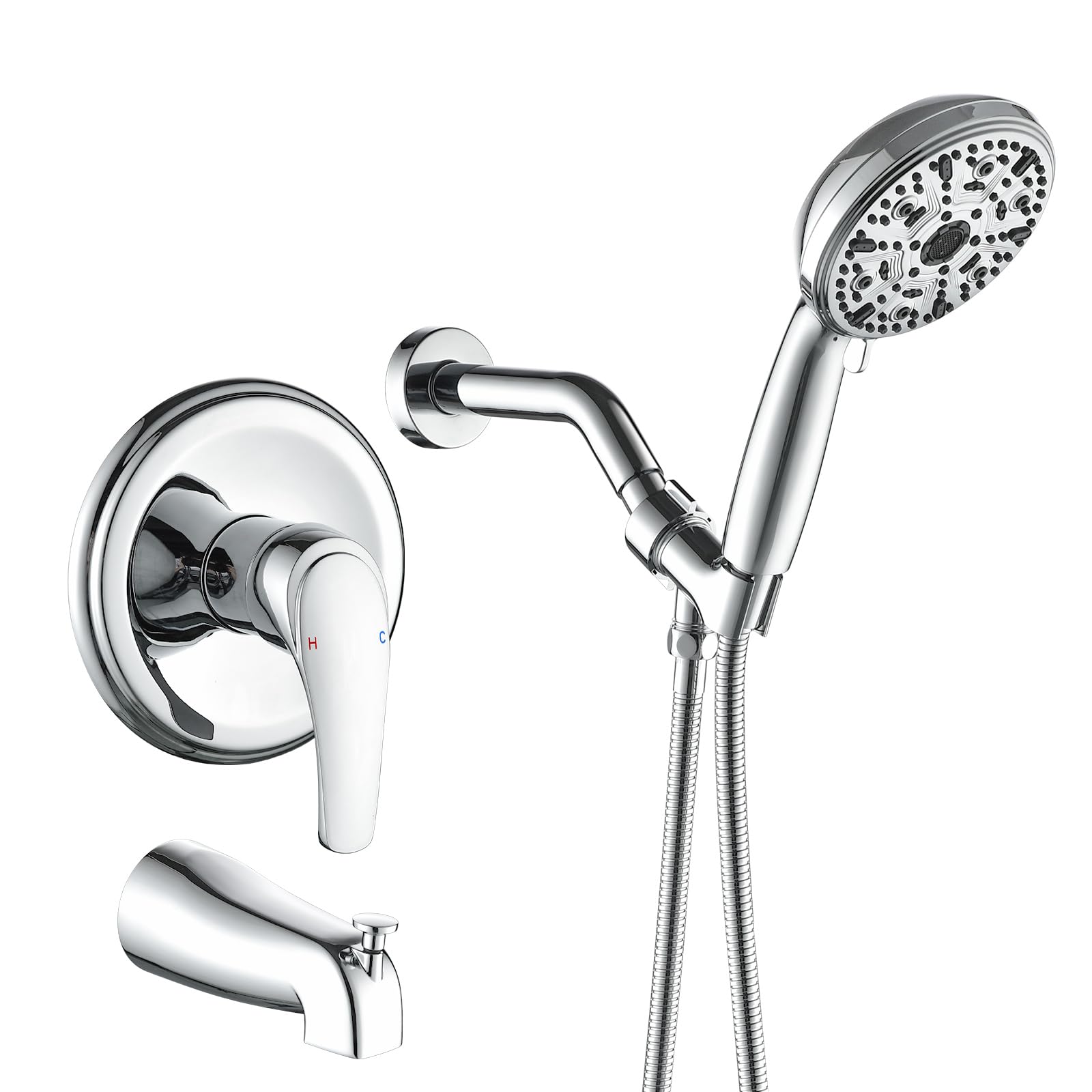 Chrome-with tub spout