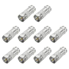Unique Bargains - 10pcs Coaxial F Male to BNC Female Adapter, 75 Ohm Nickel Plated, 26x10.5mm for CCTV Camera & Gaming Console Durable - Silver