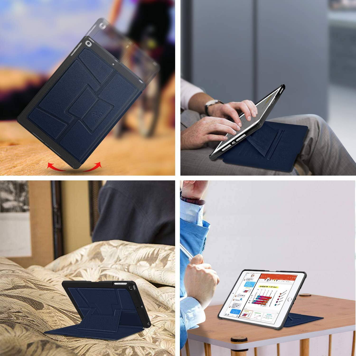 Alt View 4. Fintie - Shockproof Case for iPad 6th / 5th Generation 9.7", iPad Air 2 & Air 1 Multiple Viewing Angles Soft TPU Back Cover - Navy.