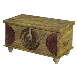 Butler Specialty - Mesa 33 in. W Rectangular Carved Wood Trunk Coffee Table with Storage - Assorted