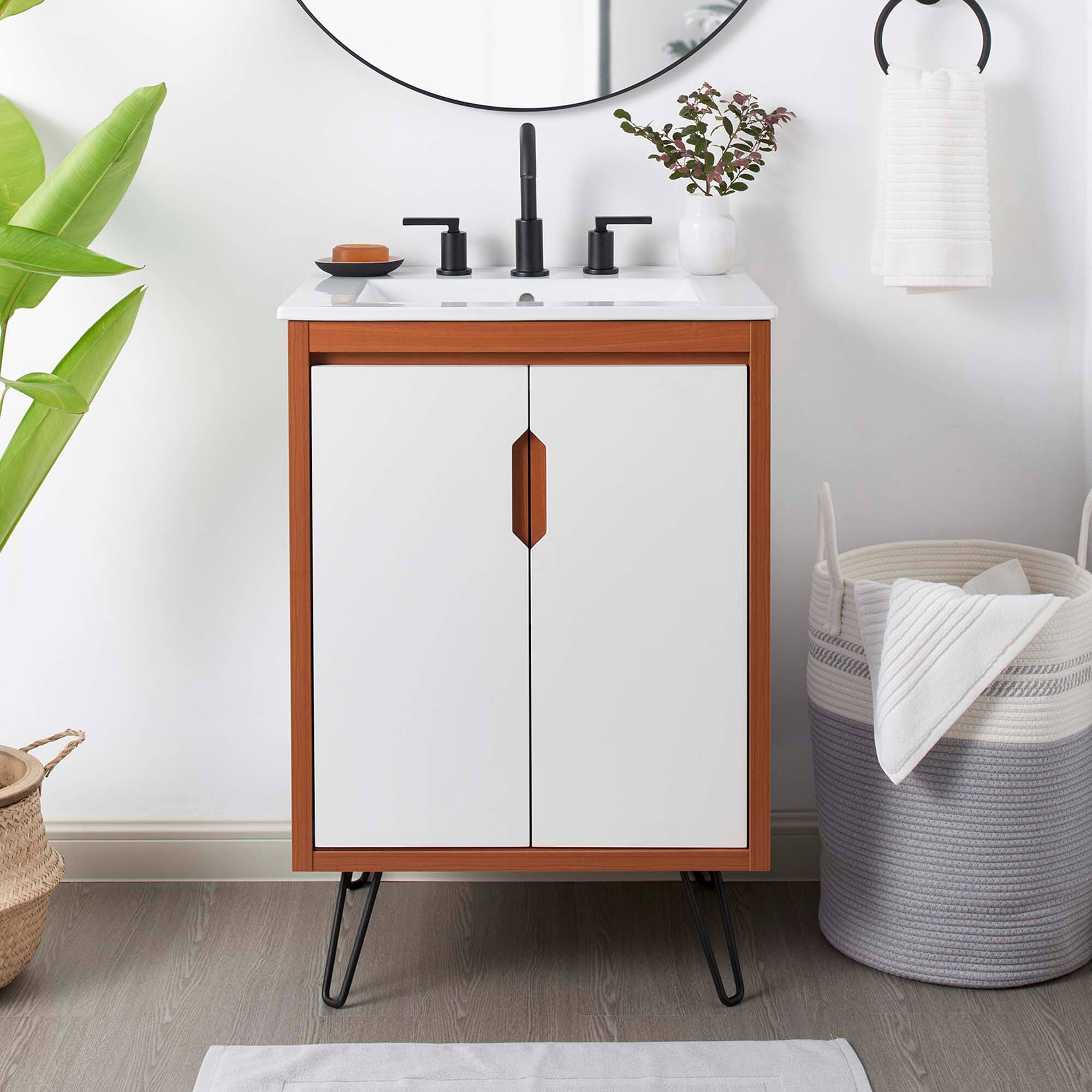 Front. Modway - Energize Bathroom Vanity Basin Included by Modway - Cherry White White.