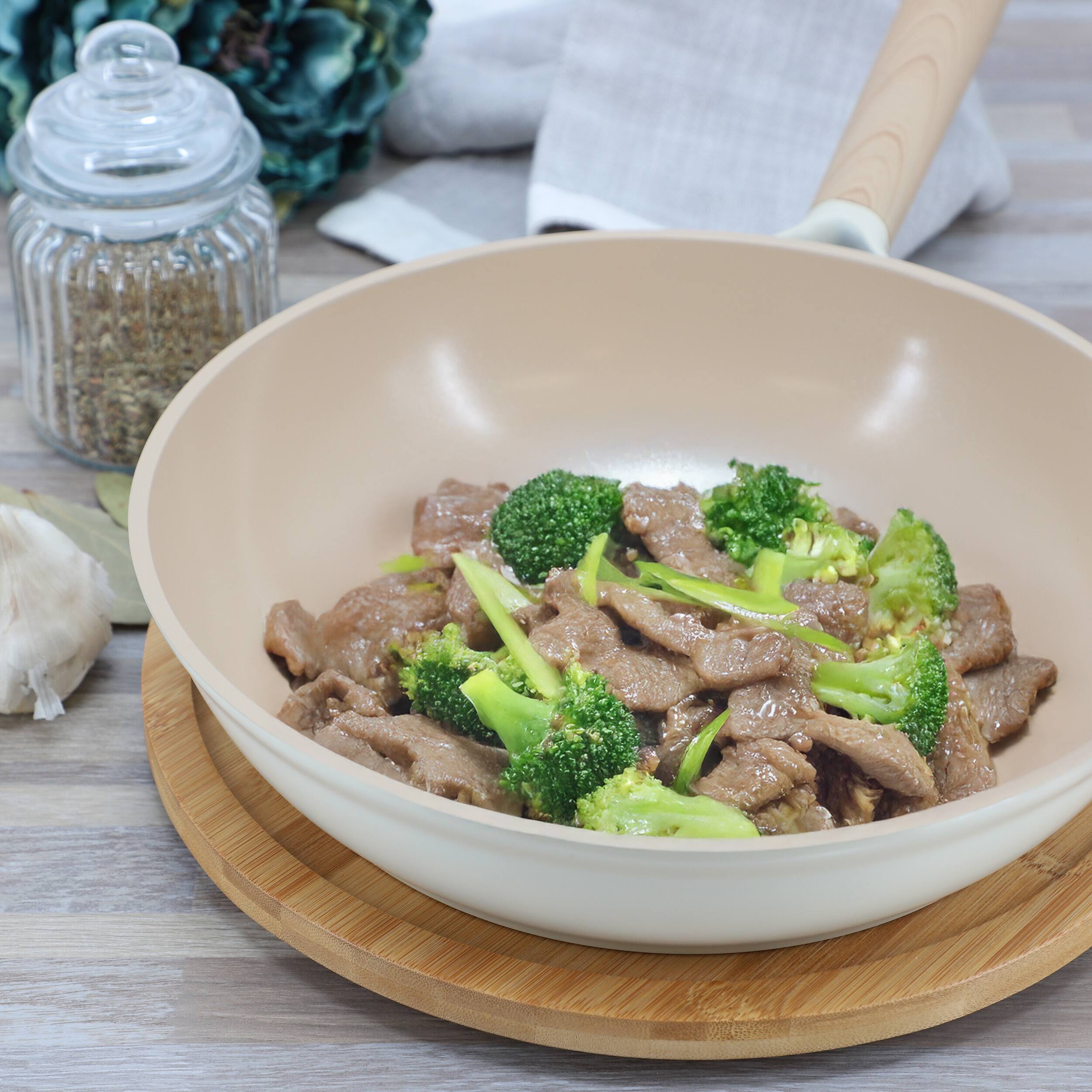 Alt View 4. Gibson - Gibson Elite Folkstone 10 Inch Ceramic Nonstick Cast Aluminum Frypan in Beige - Beige.