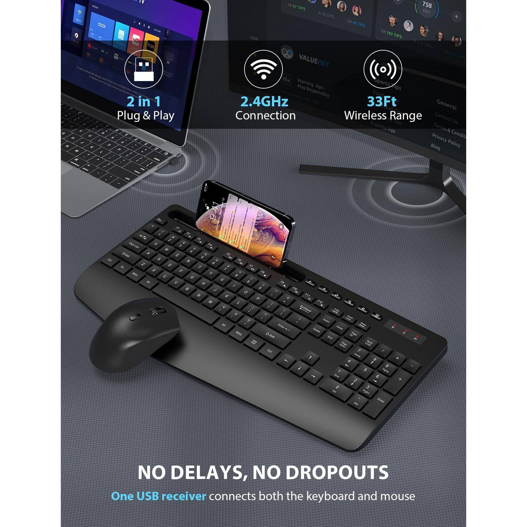- 2 in 1 Plug & Play
- 2.4GHz Connection
- 33Ft Wireless Range
- NO DELAYS, NO DROPOUTS
- One USB receiver connects both the keyboard and mouse
- VALUEBET
- Warning: Sign up Responsibly
- General
- Contact Us
- Terms & Conditions
- Privacy Policy
- Blog