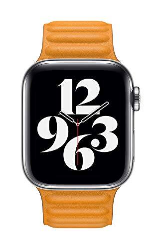 Alt View 2. Apple - Apple Watch Band - Leather Link (40mm) - California Poppy - Medium/Large - Orange.