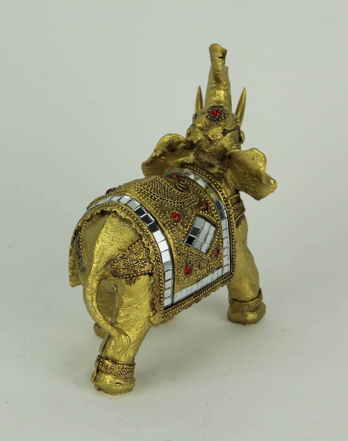Alt View 2. Everspring Import Co. - Golden Decorated Eastern Elephant Statue - Gold.
