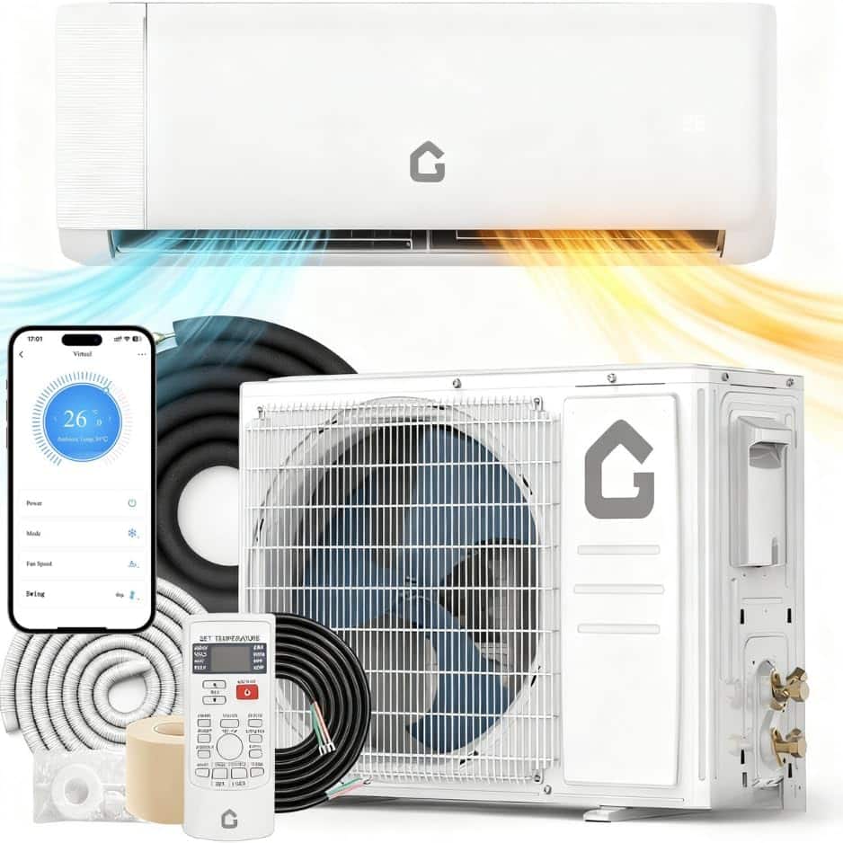 Qeetex - WIFI 24000 BTU Mini Split Air Conditioner Heat Pump System Heating  for 1500 Sq.Ft  21 SEER2 AC Ductless Air Conditioner