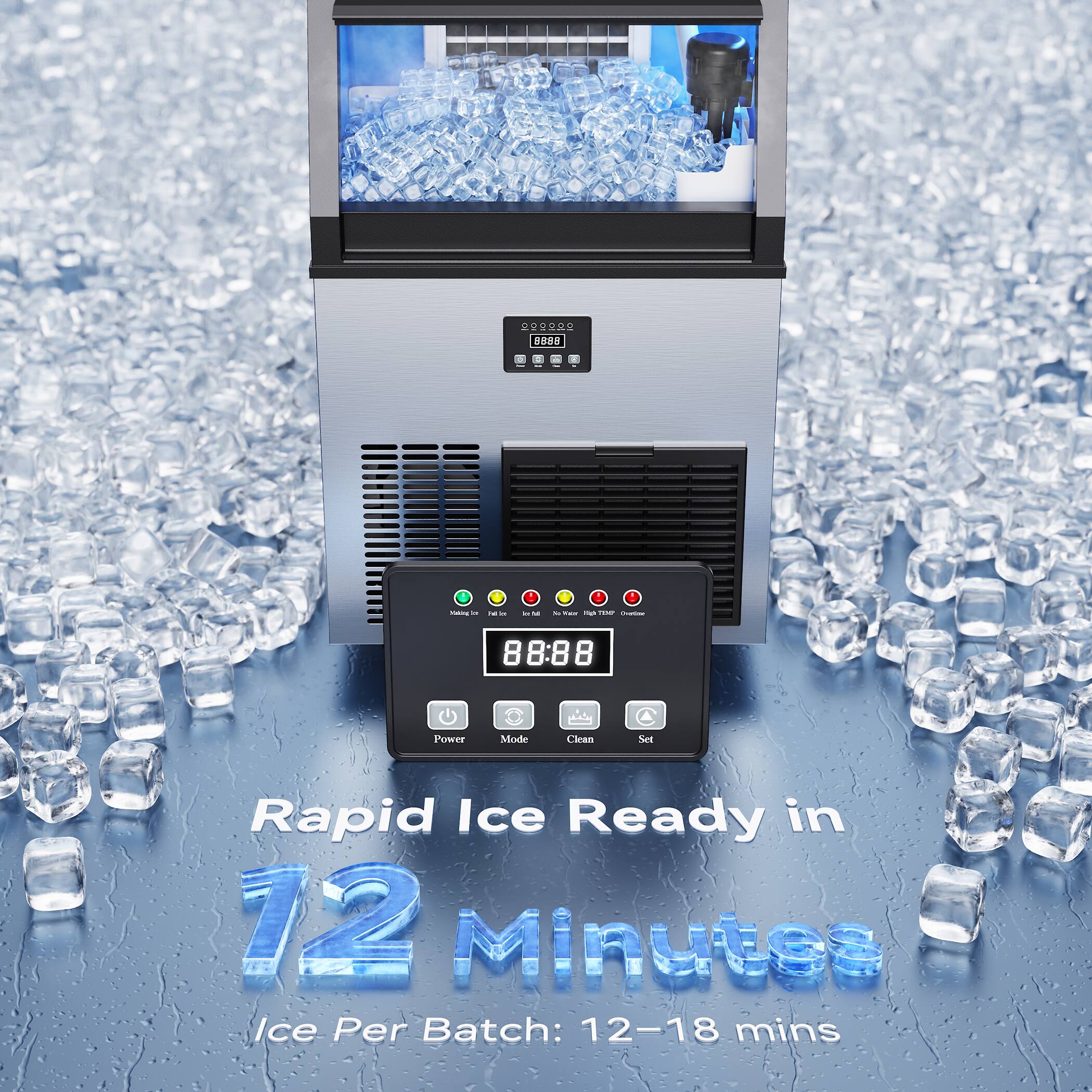 HE - Power Middel Clean Set Rapid Ice Ready in 12 Minutes Ice Per Batch: 12-18 mins