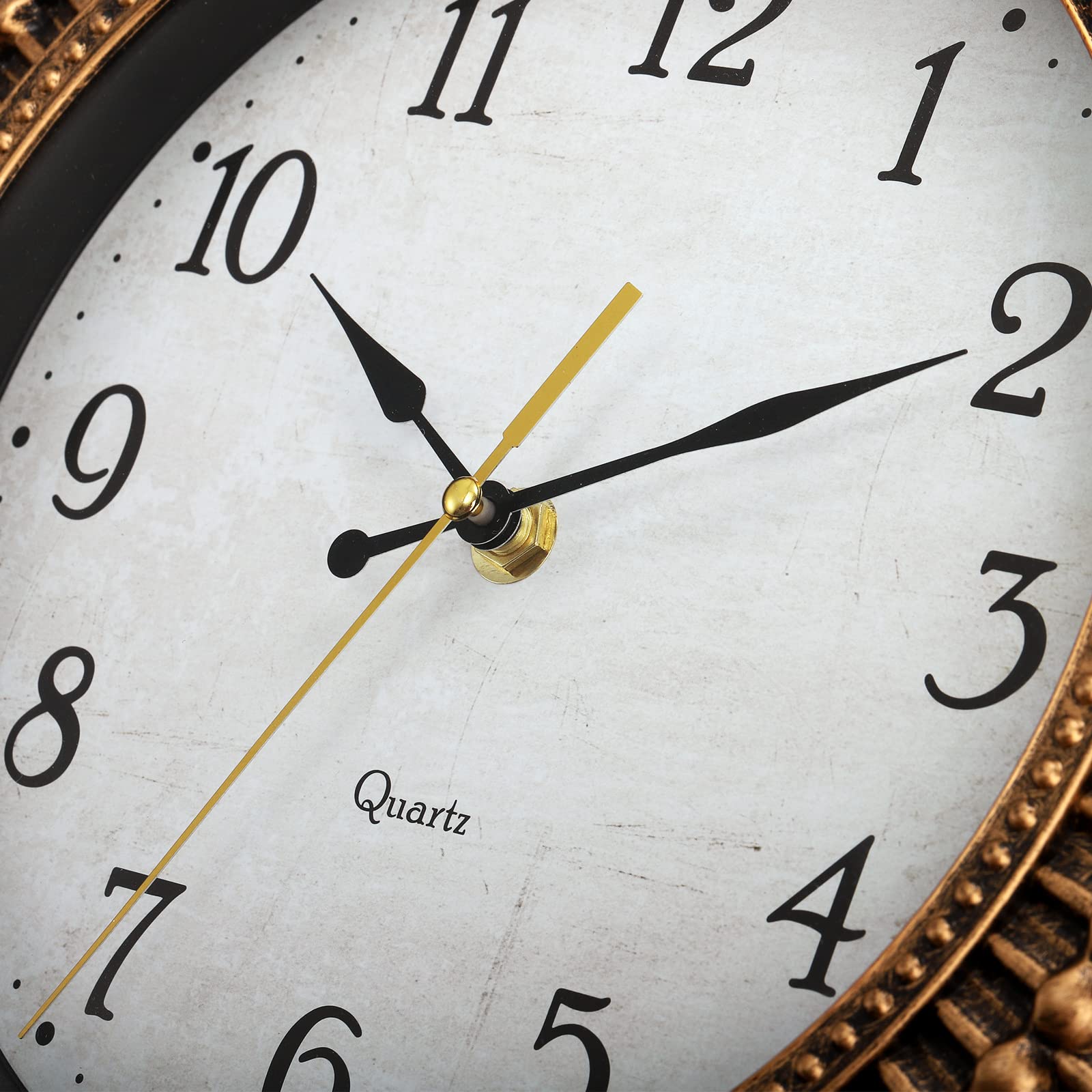 Back. Dazzed Corner - 12 Inch Battery Operated Wall Clock,Silent Non-Ticking Retro Wall Clocks - Bronze.