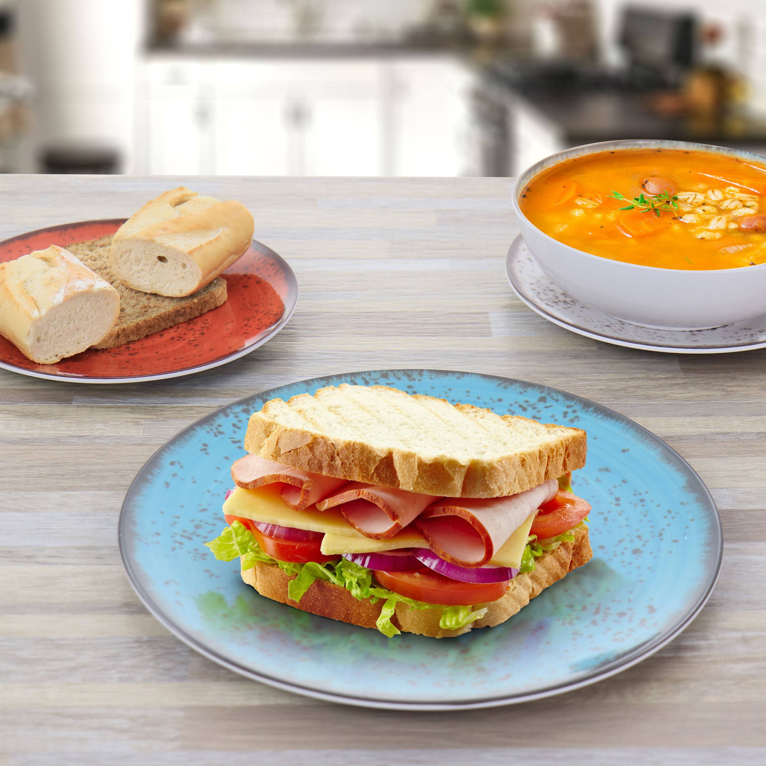 Alt View 6. Elama - Elama Pryce 12 Piece Melamine Dinnerware Set in Assorted Colors - Multi.