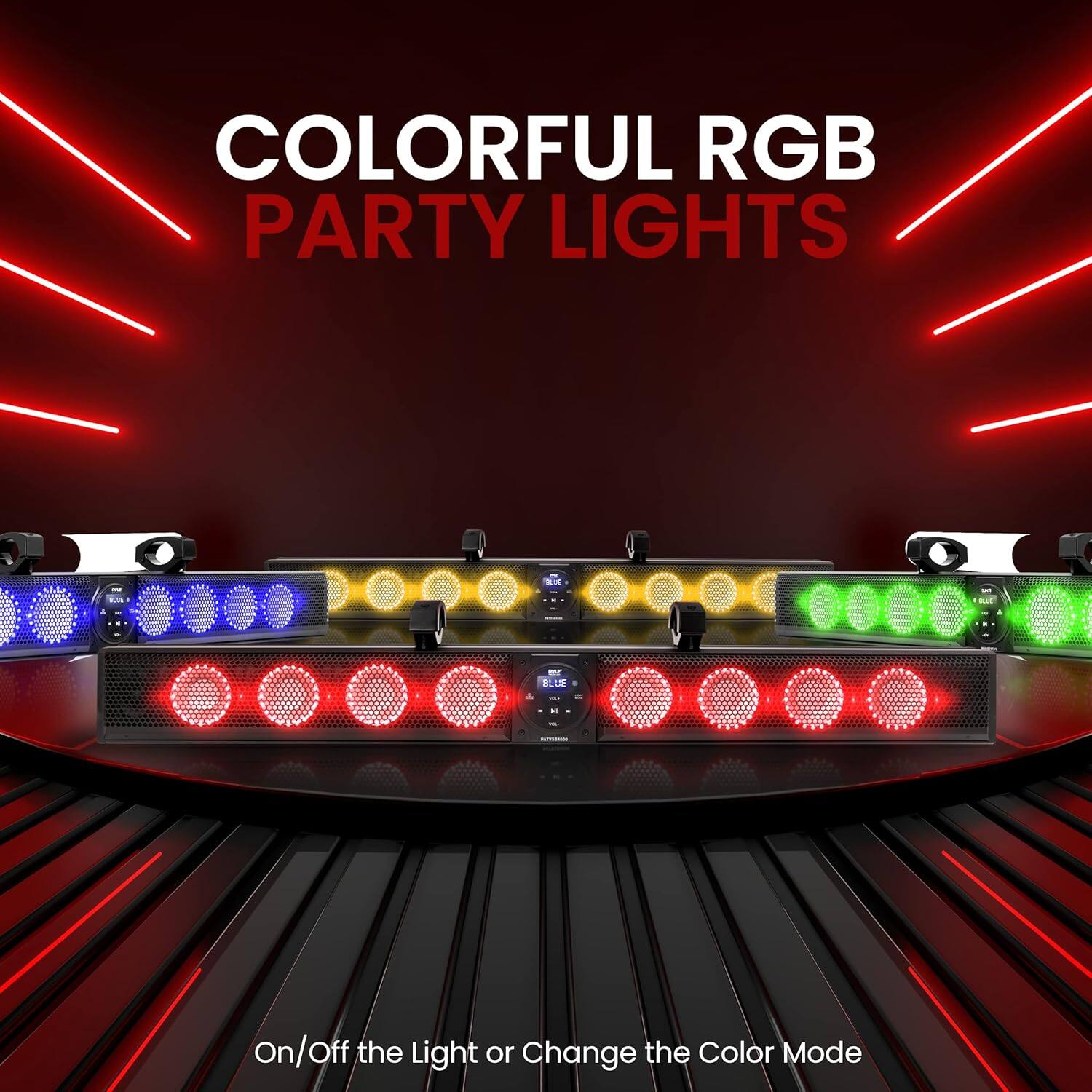 COLORFUL RGB PARTY LIGHTS

- On/Off the Light or Change the Color Mode