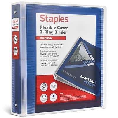 "Staples - Heavy Duty 1 1/2"" 3-Ring Flexible Poly Binder - Blue" price history on PriceWatchPro