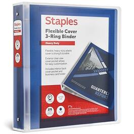 Staples - Heavy Duty 1 1/2" 3-Ring Flexible Poly Binder - Blue