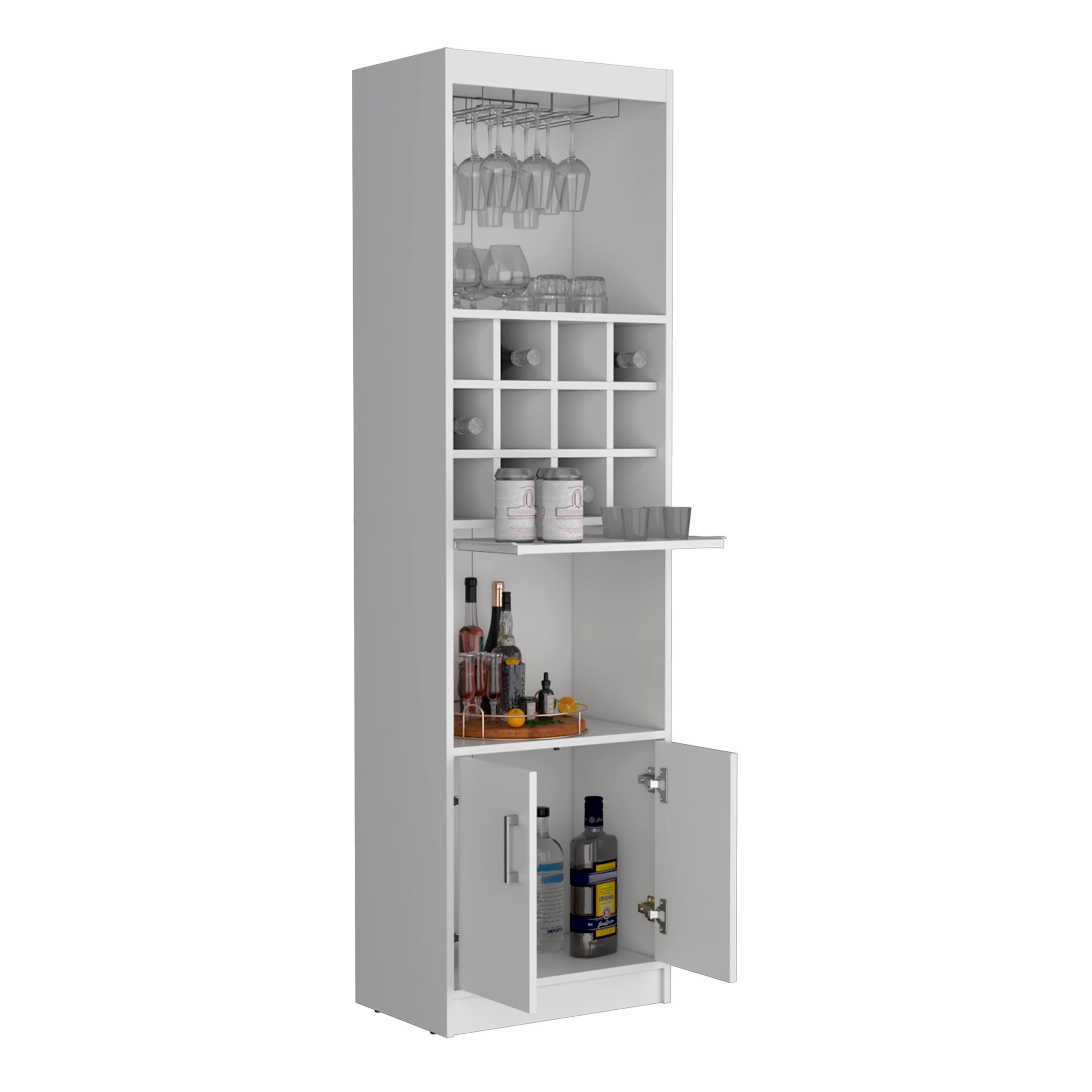 Alt View 2. TuHome - Kevil 71-Inch Tall Bar Cabinet 5-Tier Modern Bar Cabinet With Glass Holder Stemware Rack, Wine Cabinet, Liquor Cabinet. - White.