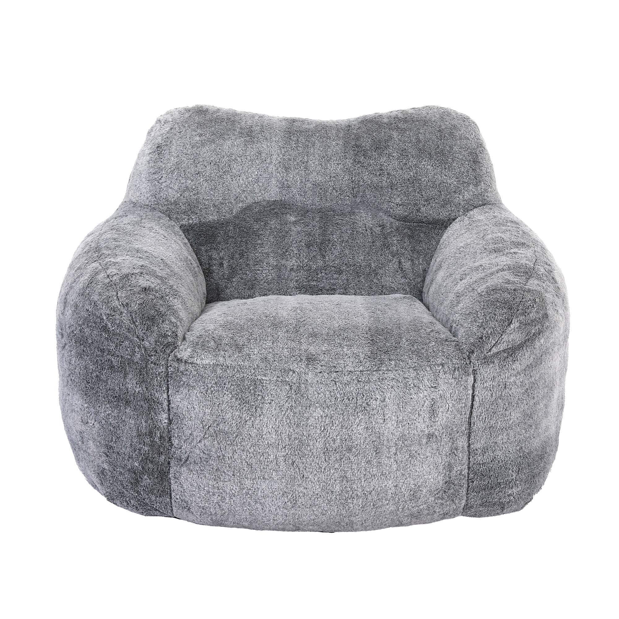 Alt View 4. GOODSILO - Bean Bag Chair Sofa with Armrests - Stuffed High-Density Foam, Lazy Comfy Seating for Adults in Living Room, Bedroom - Dark Gray.