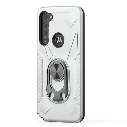Front. Reiko - Motorola G Stylus Case With Ring Holder In Silver - Silver.