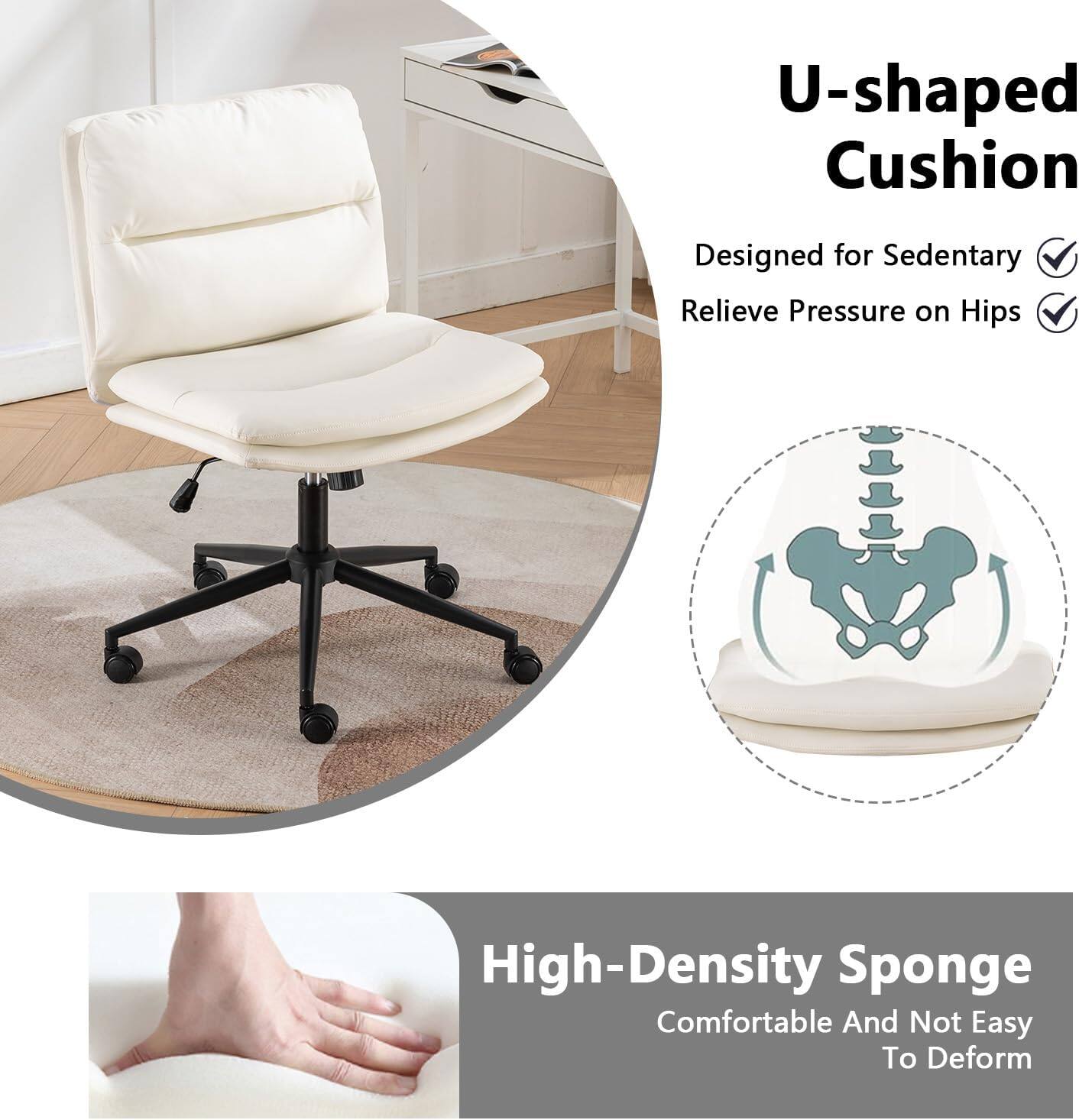 U-shaped Cushion  
Designed for Sedentary  
Relieve Pressure on Hips  

High-Density Sponge  
Comfortable And Not Easy To Deform
