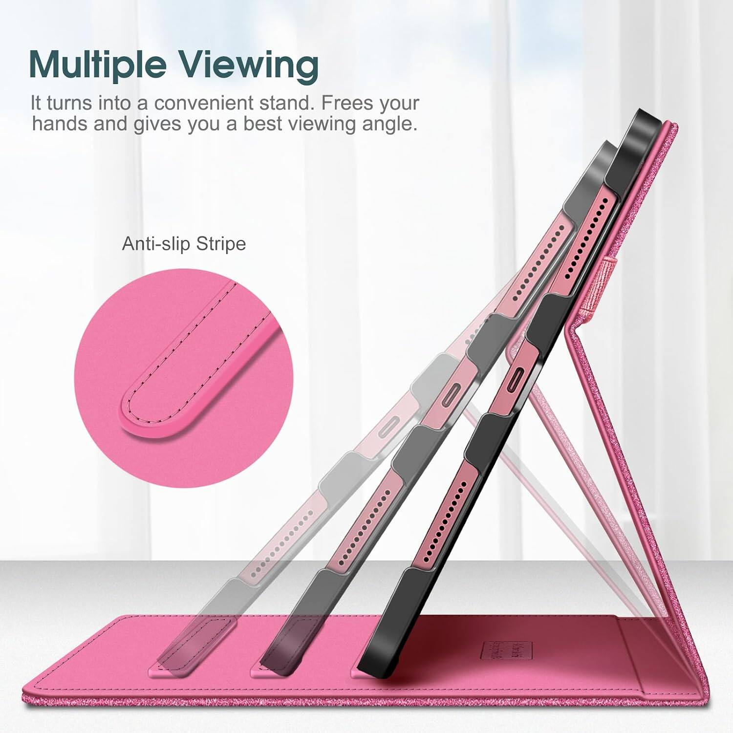 Multiple Viewing  
It turns into a convenient stand. Frees your hands and gives you a best viewing angle.  

Anti-slip Stripe