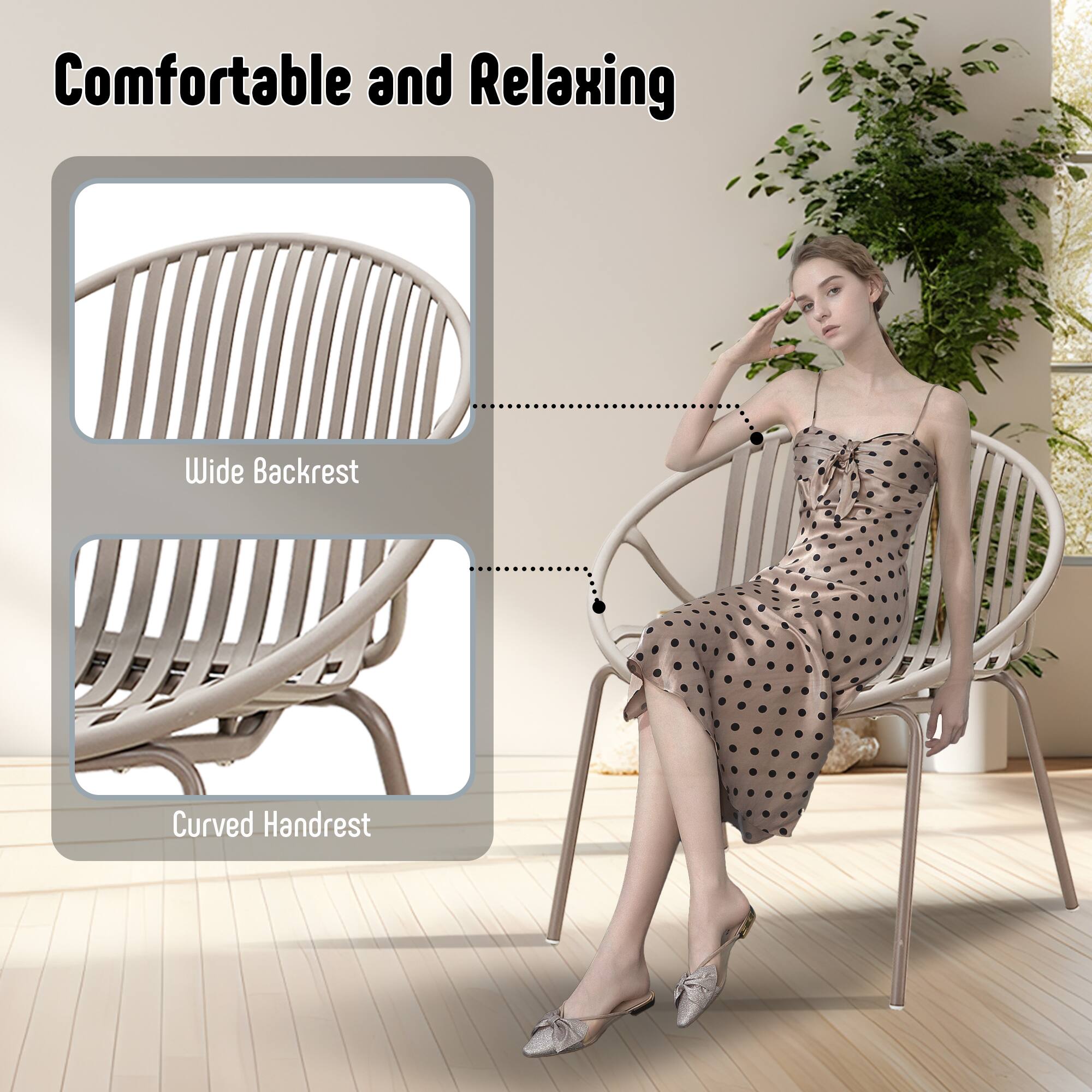 Comfortable and Relaxing  
Wide Backrest  
Curved Handrest