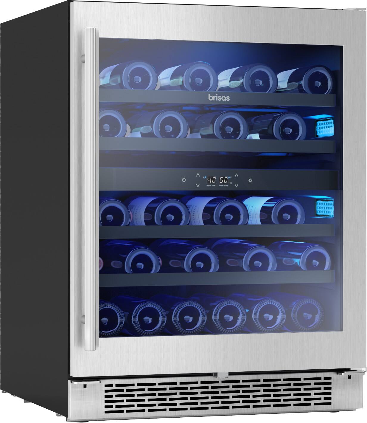 Alt View 15. Zephyr - 4.75 Cu.Ft. Brisas 24 in. 38-Bottle Built-In or Freestanding Dual Zone Wine Cooler - Stainless Steel + Glass.